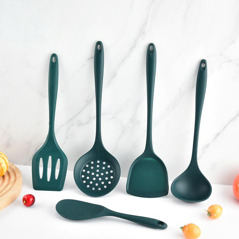 Kitchen Gadgets Green - 5Pcs Food Grade Silicone Kitchen Utensils