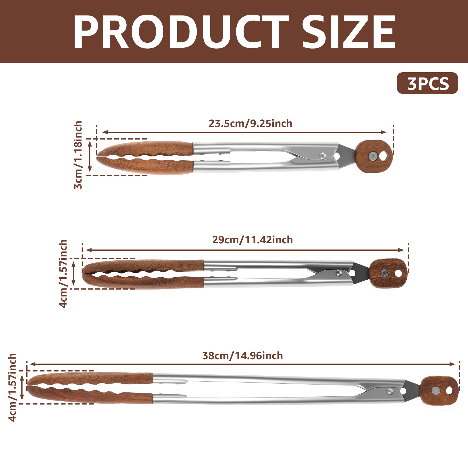 2/3 Pcs Food Tongs Walnut Wood - Kitchen Gadgets Pakistan review and price