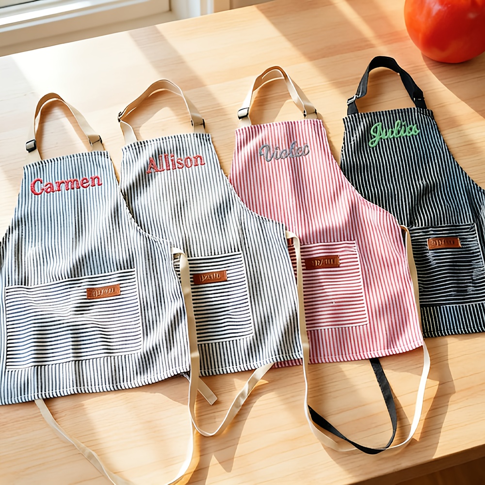 Embroidered Name Striped Apron - Kitchen Gadgets Name review and price